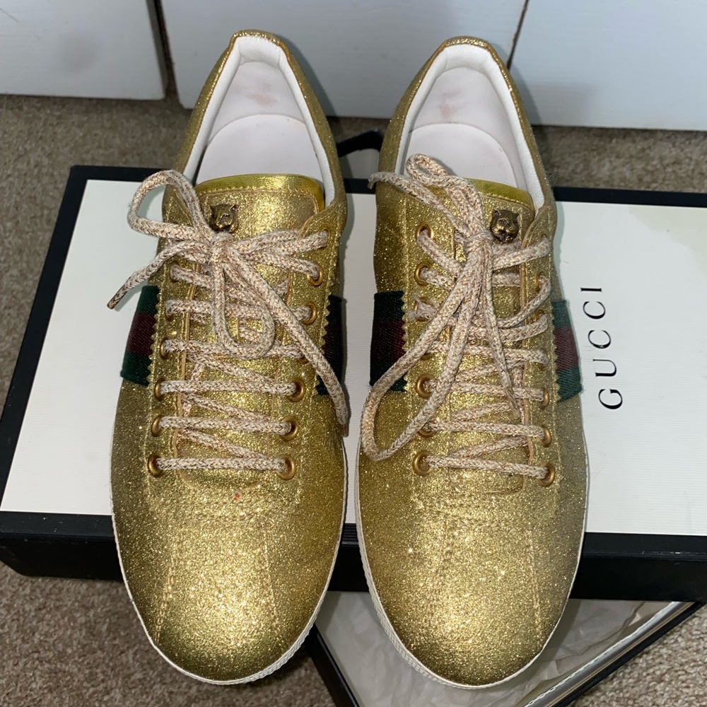 Authentic gucci glitter web sneakers